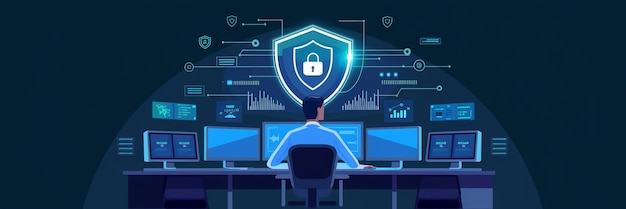 un uomo in un computer con un lucchetto sulla parte anteriore