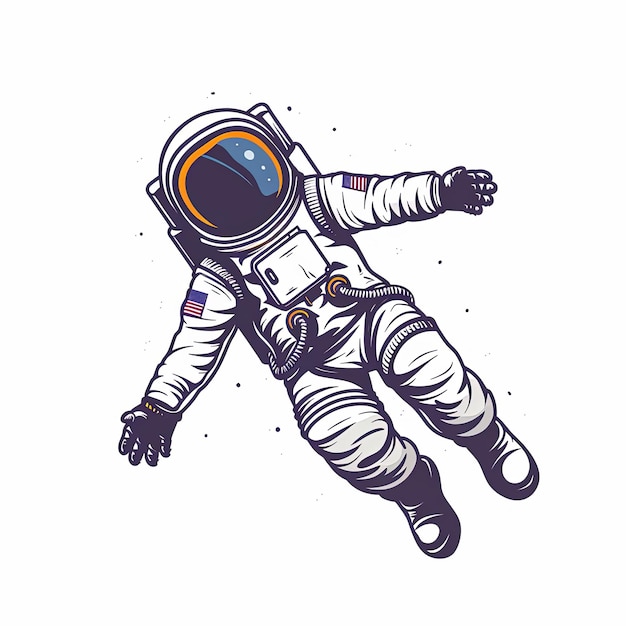 Un uomo in una tuta spaziale bianca galleggia nello spazio.