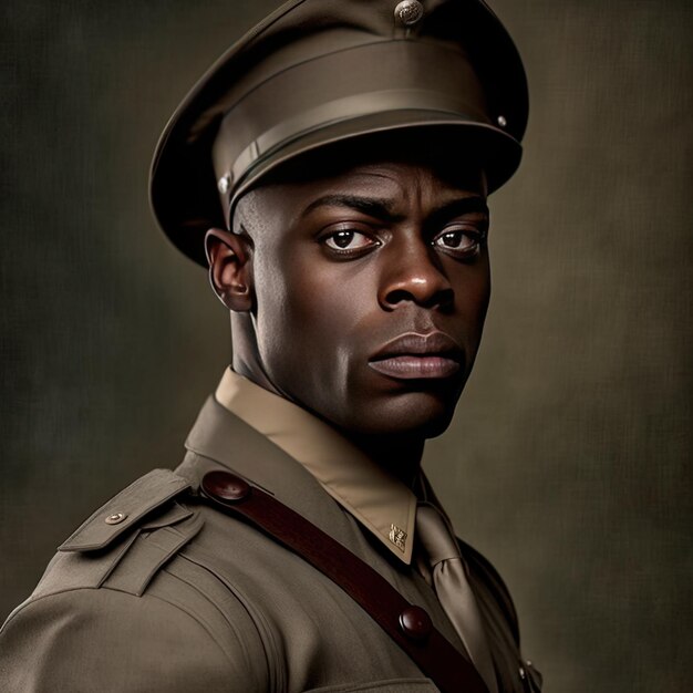 Un uomo in uniforme militare con un cappello nero.