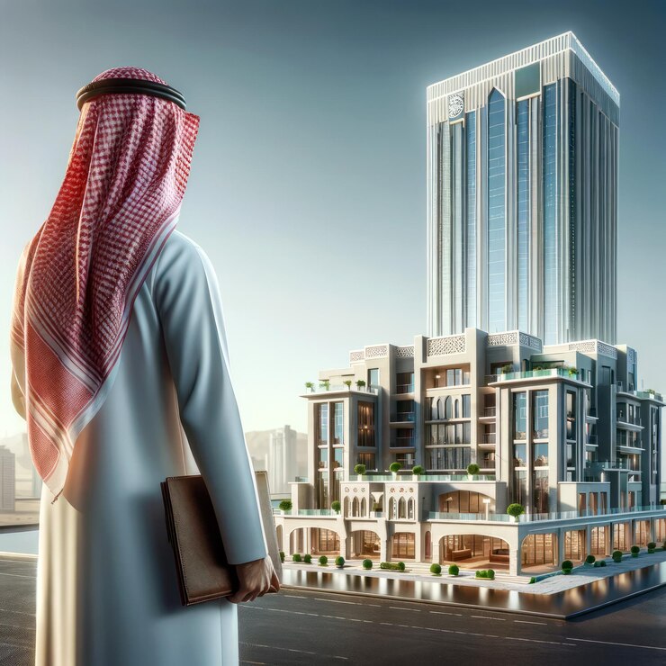 Un uomo saudita guarda al futuro degli investimenti immobiliari nel Regno.