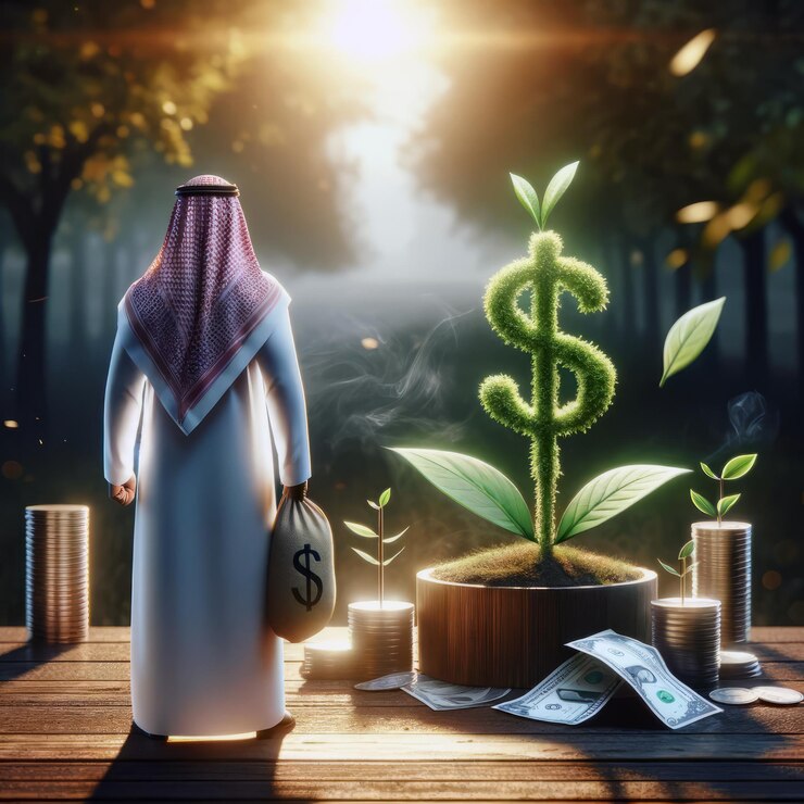 Un uomo saudita guarda al suo futuro finanziario
