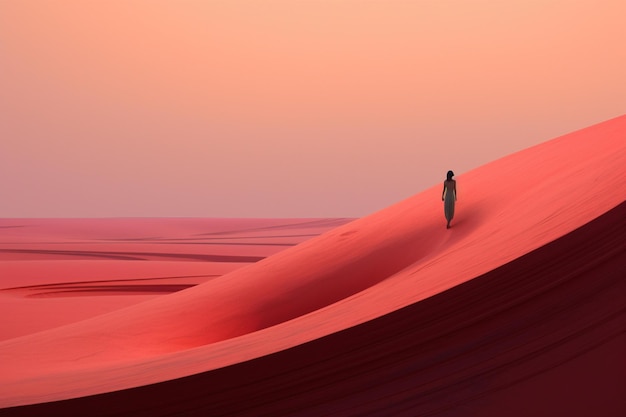 Un uomo si trova su una collina rossa nel deserto.