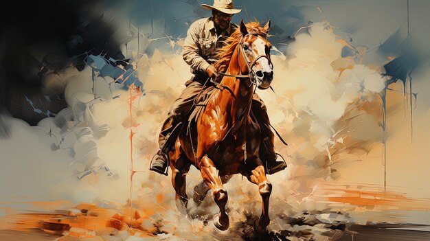 un uomo su un cavallo con un cowboy sulla testa