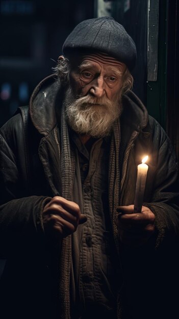 un uomo tiene una candela in mano