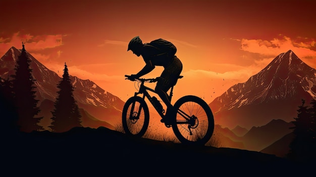 Un uomo va in mountain bike da solo di notte