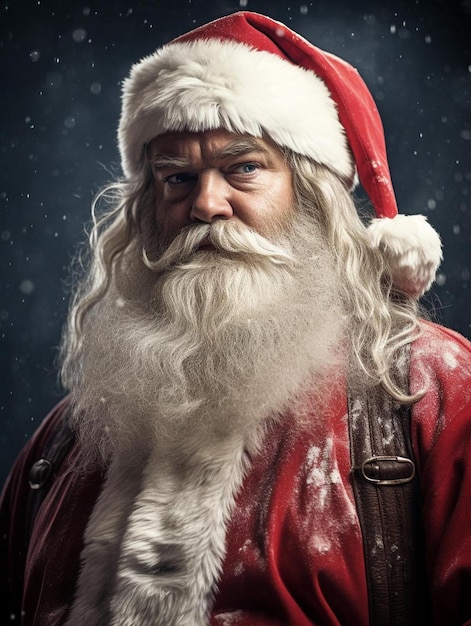 un uomo vestito da Babbo Natale con sopra un cappello da Babbo Natale