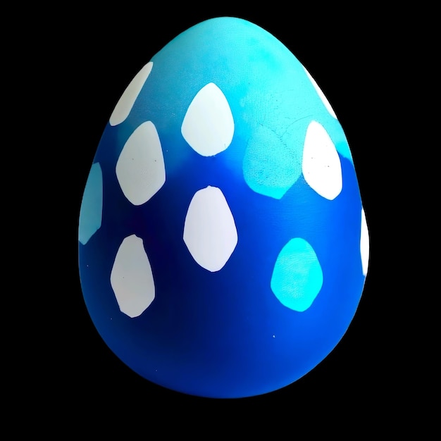 Un uovo blu con macchie bianche su di esso