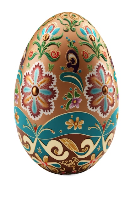 Un uovo colorato con un disegno floreale su di esso
