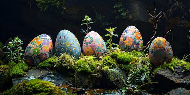 Un uovo colorato con un disegno floreale sulla parte anteriore