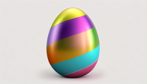 Un uovo di Pasqua colorato con uno sfondo bianco.