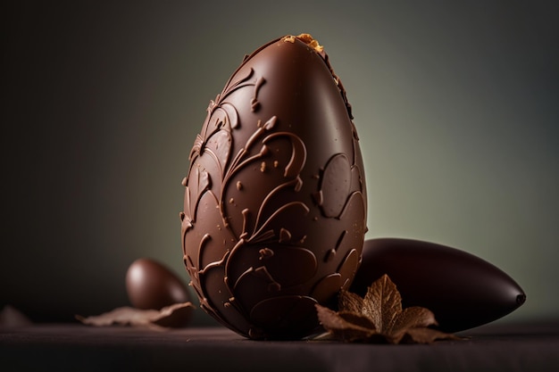 Un uovo di Pasqua di cioccolato con un morso