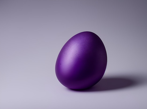 un uovo viola con un'ombra su uno sfondo bianco di Pasqua