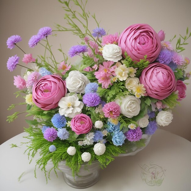 Un vaso con dentro un mazzo di fiori