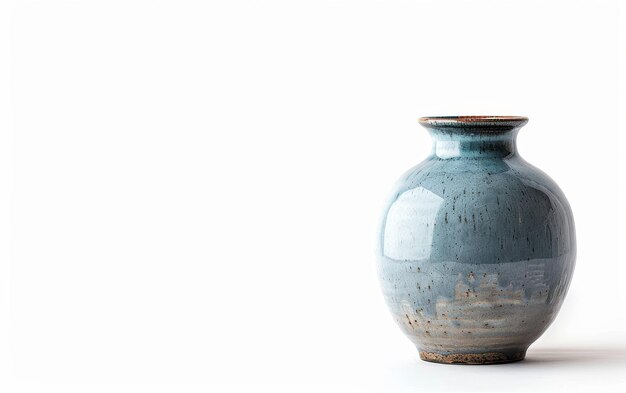 Un vaso di ceramica su uno sfondo bianco migliora l'arredamento della casa