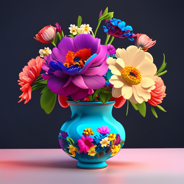 Un vaso di fiori colorati