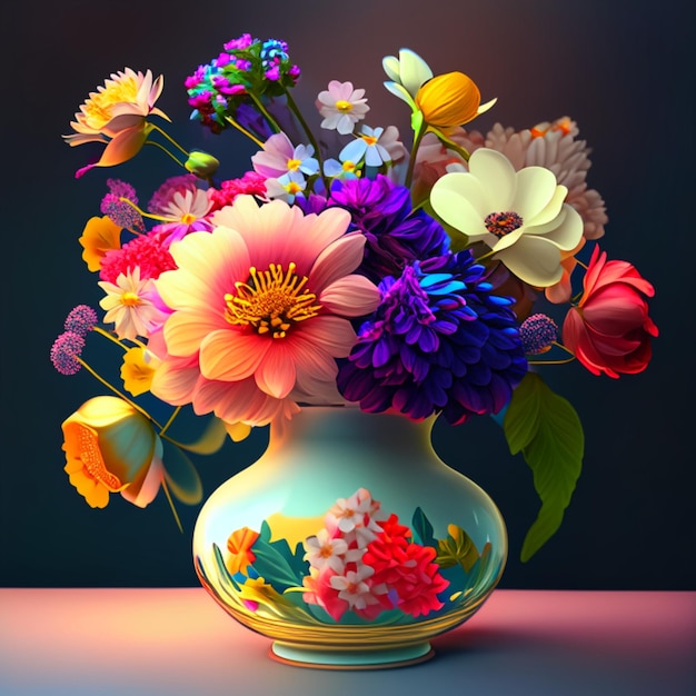 Un vaso di fiori colorati