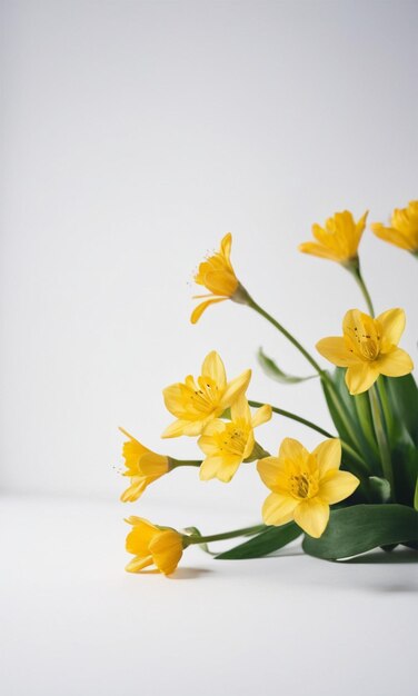 un vaso di fiori gialli con la parola narcisi su di esso