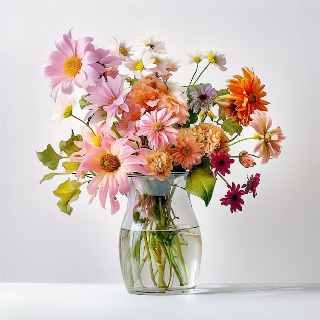 Un vaso di fiori viene riempito d'acqua e dice "amo i fiori".