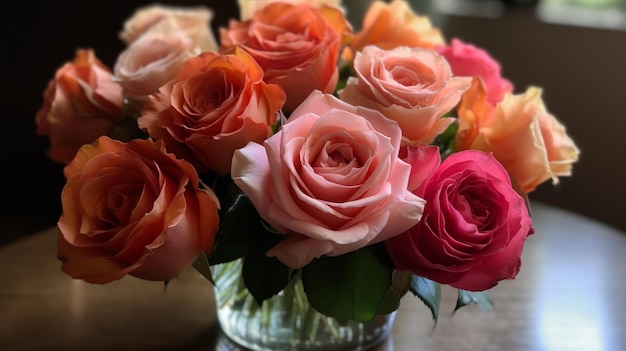Un vaso di rose con sopra una rosa