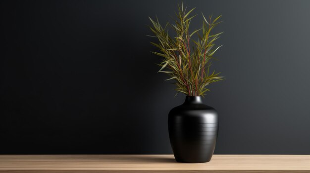 Un vaso nero con dentro una pianta