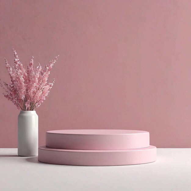 un vaso rosa con dei fiori dentro