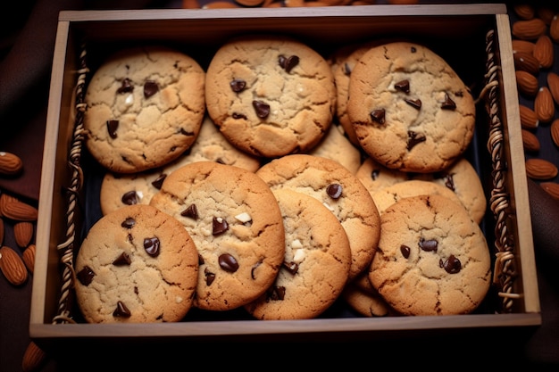 Un vassoio di biscotti di mandorle con delle uvette