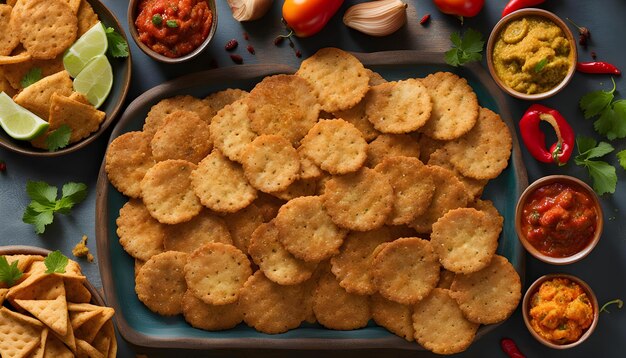 un vassoio di cracker con una varietà di biscotti su di esso