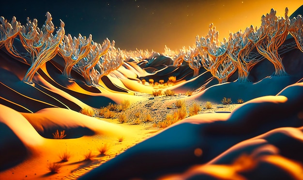 Un vasto e mutevole paesaggio di dune digitali che invita all'esplorazione e alla scoperta