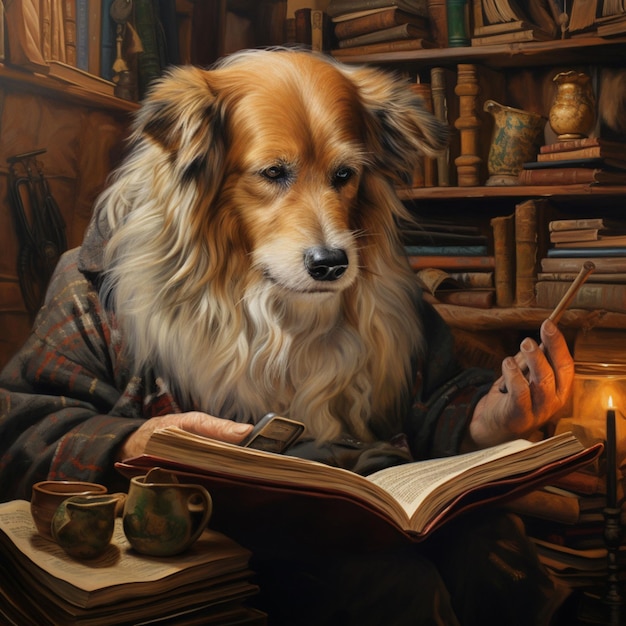 Un vecchio cane saggio con una vita di storie