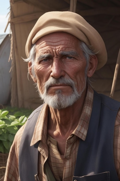 Un vecchio con barba e cappello