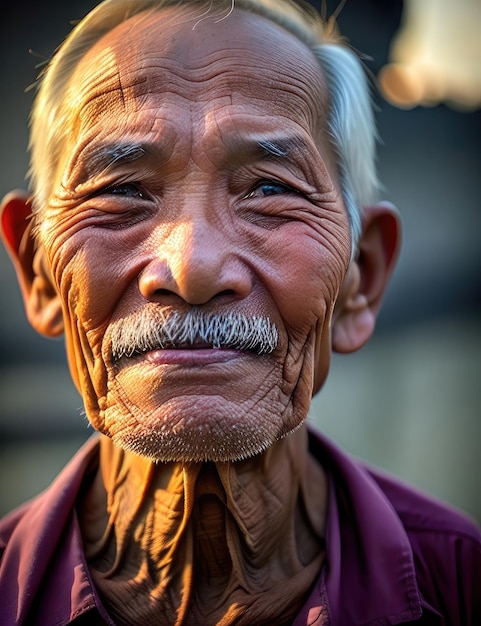 Un vecchio con il sorriso sulle labbra