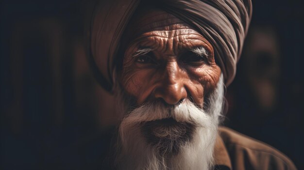 Un vecchio con la barba bianca e il turbante