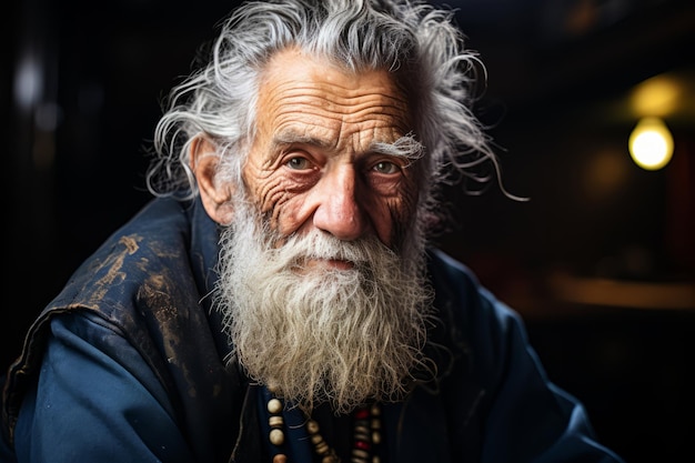 Un vecchio con una lunga barba bianca