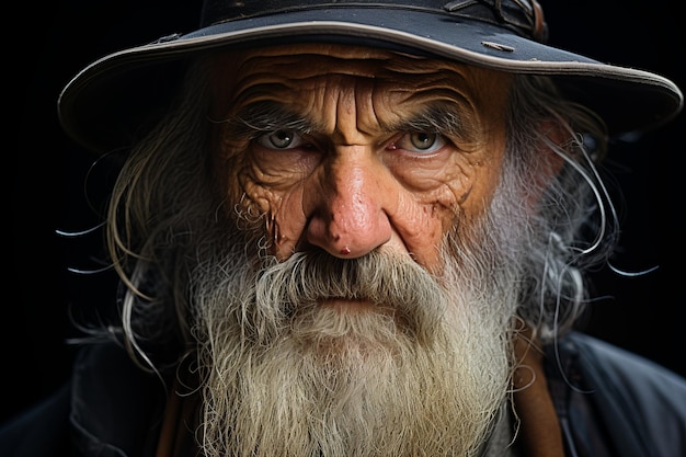 un vecchio con una lunga barba e un cappello