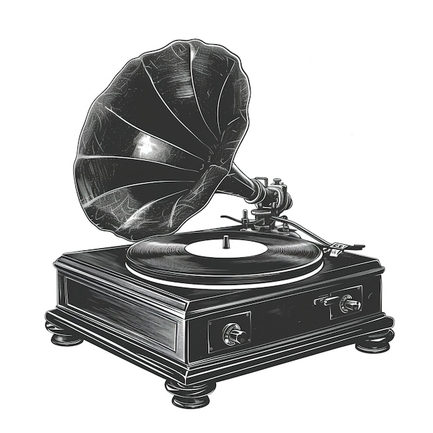Un vecchio giradischi in grammofono vintage retro classico