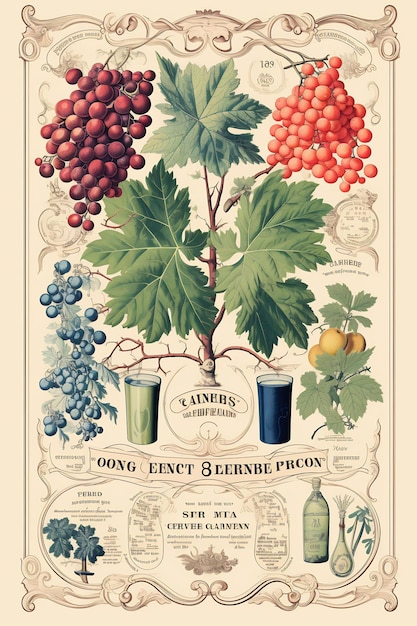 un vecchio poster di uva della fine degli anni 1800