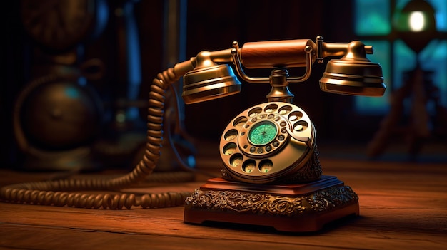 Un vecchio telefono con un pulsante verde sulla parte anteriore.