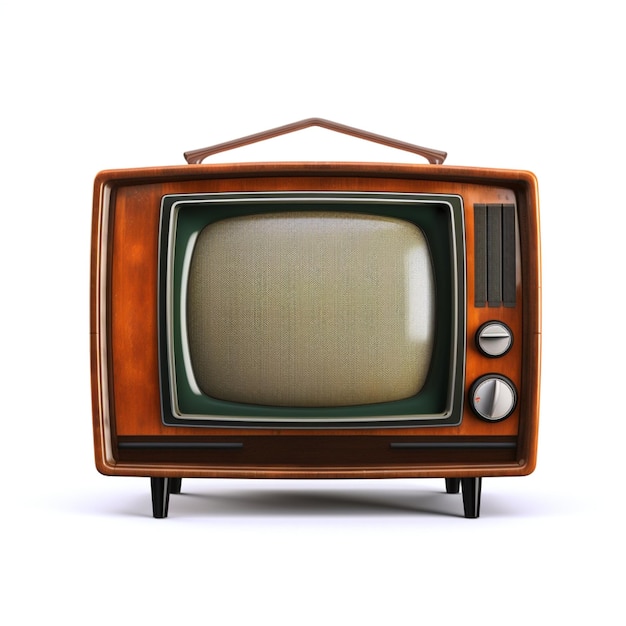 Un vecchio televisore vintage retrò isolato su uno sfondo bianco