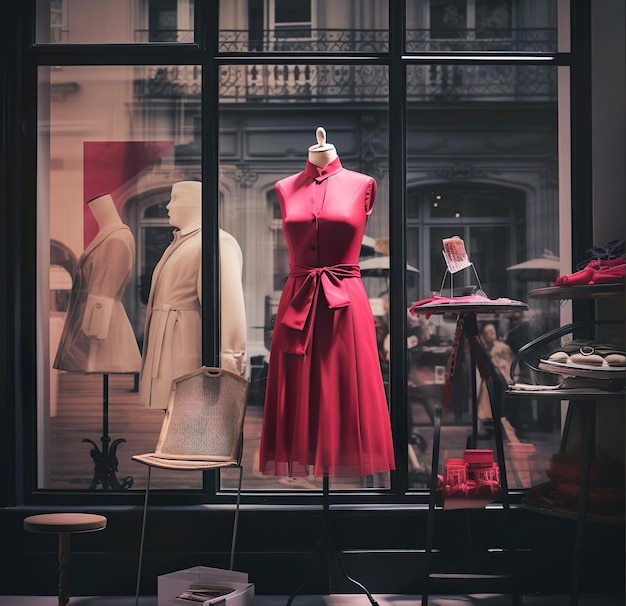 Un vestito rosso sul vetro della finestra