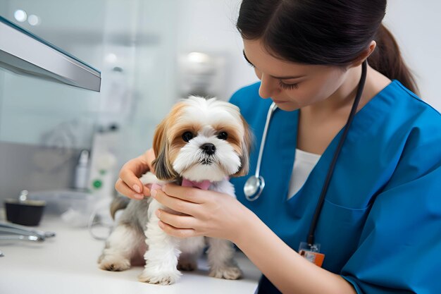 Un veterinario sta vaccinando un cane.
