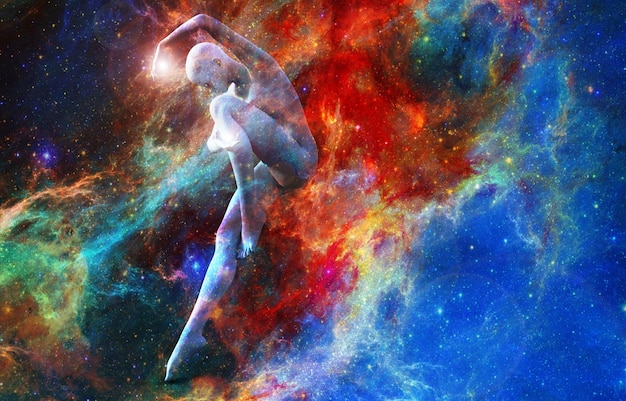 Un viaggio mistico attraverso l'universo Lo stato di meditazione Pittura 3D surreale