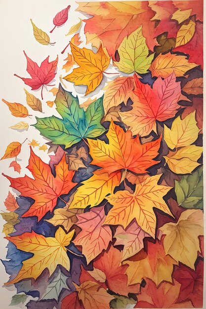 Un vibrante acquerello di foglie autunnali