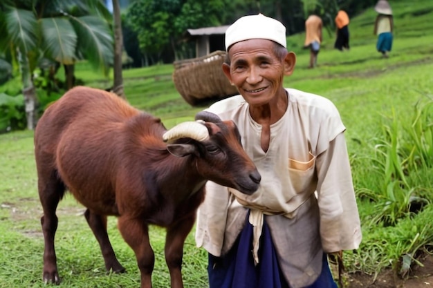 Un villaggio indonesiano con la sua capra