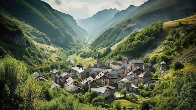 Un villaggio tra le montagne della regione