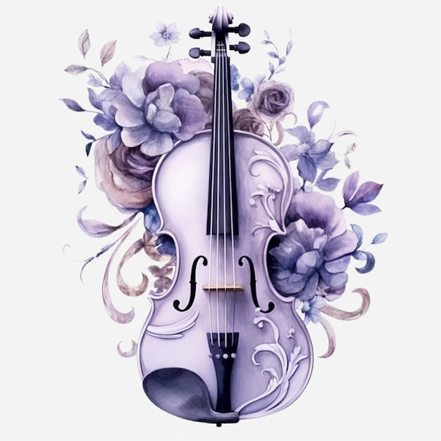 Un violino con fiori e la parola violino sopra