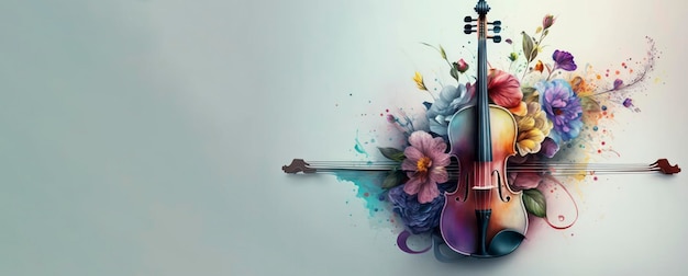 Un violino con sopra un fiore