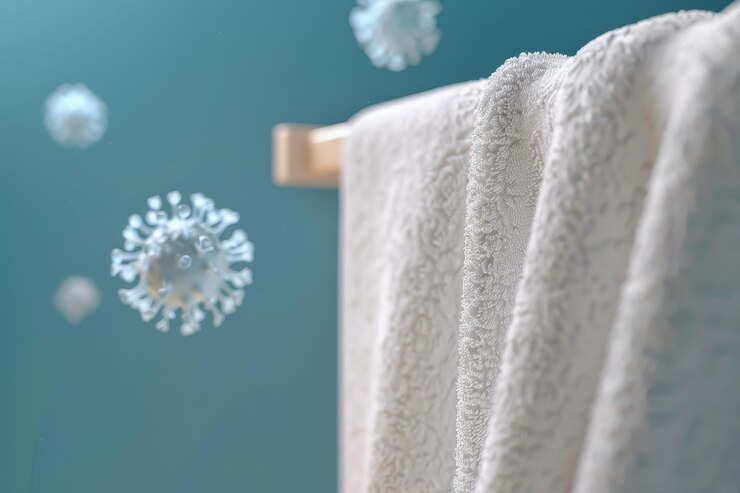 Un virus che si diffonde su un asciugamano appeso in bagno