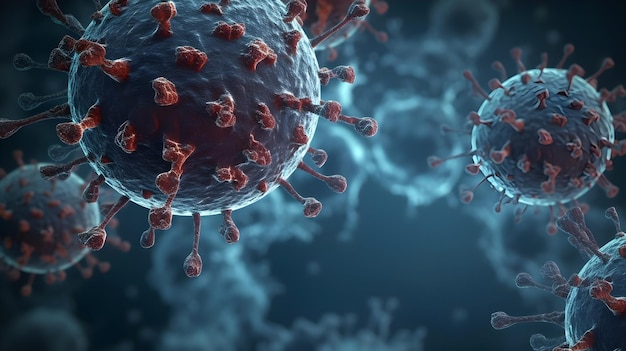 Un virus è nell'aria ed è su uno sfondo blu.