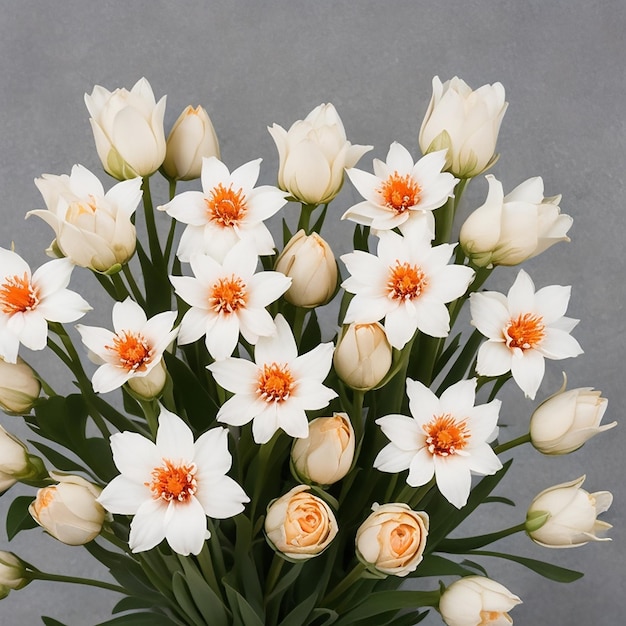 Un vivace bouquet di fiori di tuberose sullo sfondo bianco ai generato
