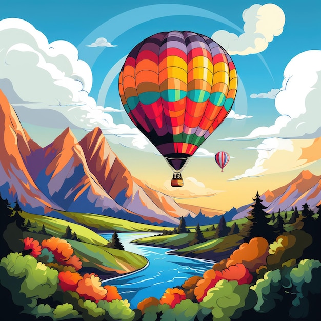 Un vivace festival di mongolfiere con palloncini colorati che fluttuano nel cielo